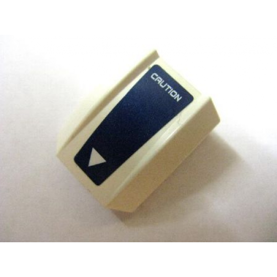 Slope, Curved 2 x 2 Lip with 'CAUTION' and Small Triangle White on Dark Blue Pattern (Sticker) - Set 8103