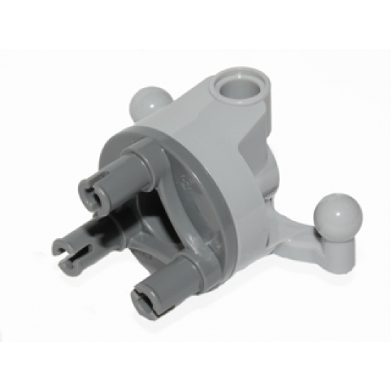 Technic, Steering Wheel Hub Holder with 2 Pin Holes and 2 Tow Ball Arms with Dark Bluish Gray Technic, Steering Wheel Hub 3 Pin Round (11949 / 92909)