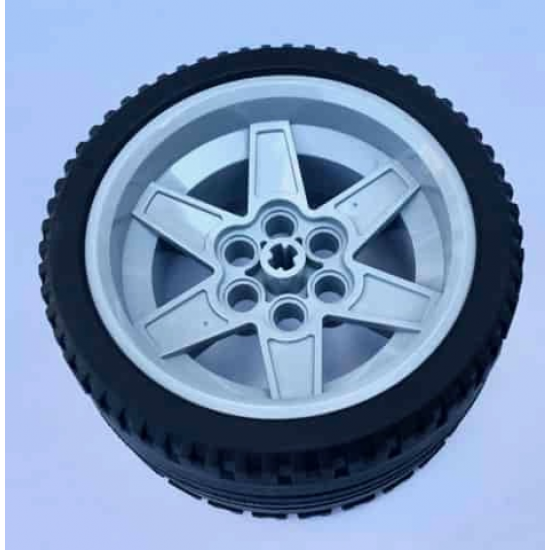 Wheel & Tire Assembly 56mm D. x 34mm Technic Racing Medium, 6 Pin Holes with Black Tire 68.8 x 36 ZR (15038 / 44771)