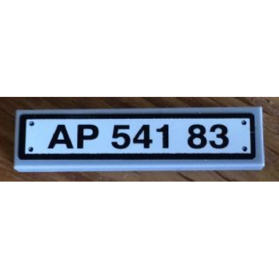 Tile 1 x 4 with Black 'AP 541 83' License Plate Pattern (Sticker) - Set 8052