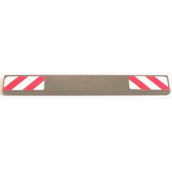 Tile 1 x 8 with Red and White Danger Stripes on Both Ends Pattern (Stickers) - Set 60083