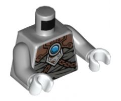 Torso Mummy Wrappings, Copper Armor with Rivets and Chains and Dark Azure Round Jewel (Chi) Pattern / Light Bluish Gray Arms / White Hands
