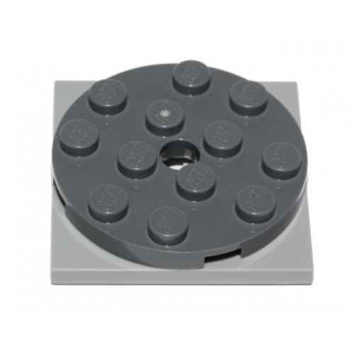 Turntable 4 x 4 x 2/3 Top with Light Bluish Gray Square Base, Free-Spinning (60474 / 61485)