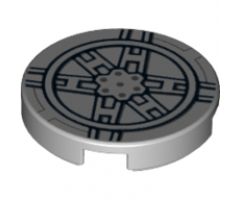 Tile, Round 2 x 2 with Bottom Stud Holder with Black SW Tie Fighter Pattern