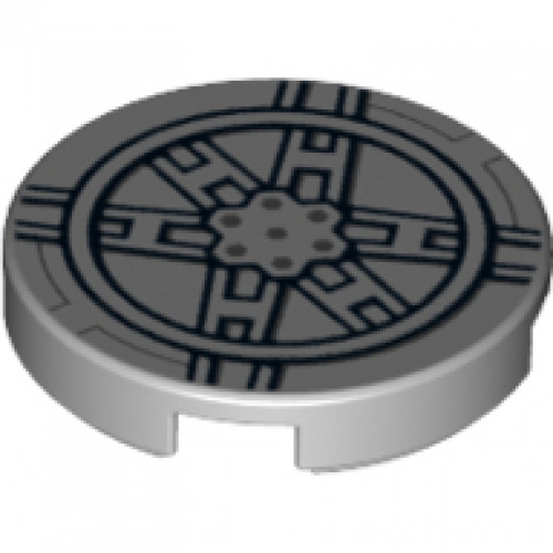Tile, Round 2 x 2 with Bottom Stud Holder with Black SW Tie Fighter Pattern