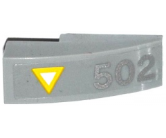 Slope, Curved 3 x 1 with Yellow and White Triangle and Silver '502' Pattern (Sticker) - Set 76032