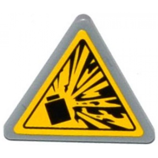 Road Sign 2 x 2 Triangle with Clip with Yellow Explosion Type 2 Pattern (Sticker) - Sets 60074 / 60076