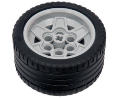 Wheel & Tire Assembly 43.2mm D. x 26mm Technic Racing Small, 6 Pin Holes with Black Tire 56 x 28 ZR Street (56908 / 41897)