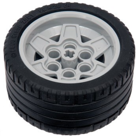 Wheel & Tire Assembly 43.2mm D. x 26mm Technic Racing Small, 6 Pin Holes with Black Tire 56 x 28 ZR Street (56908 / 41897)