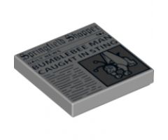 Tile 2 x 2 with Newspaper 'Springfield Shopper' and 'BUMBLEBEE MAN CAUGHT IN STING' Pattern