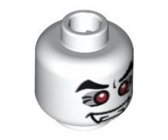 Minifigure, Head Alien Fangs, Red Eyes with White Pupils Pattern (Vampire) - Blocked Open Stud