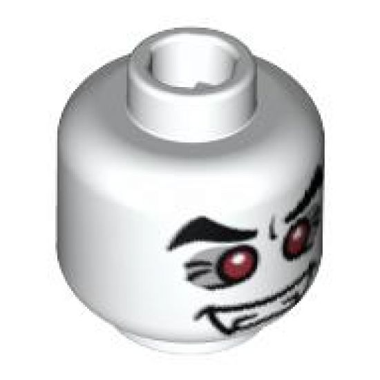 Minifigure, Head Alien Fangs, Red Eyes with White Pupils Pattern (Vampire) - Blocked Open Stud