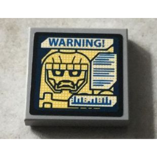 Tile 2 x 2 with Sentinel Face and Blue 'WARNING! on Screen Pattern (Sticker) - Set 76022