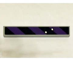 Tile 1 x 6 with Black and Dark Purple Danger Stripes and 2 Bullet Holes Pattern (Sticker) - Set 6864