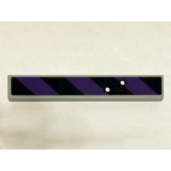 Tile 1 x 6 with Black and Dark Purple Danger Stripes and 2 Bullet Holes Pattern (Sticker) - Set 6864