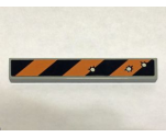 Tile 1 x 6 with Black and Orange Danger Stripes and 3 Bullet Holes Pattern (Sticker) - Set 6864