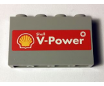 Panel 1 x 4 x 2 with Side Supports - Hollow Studs with Shell Logo and 'Shell V-Power' on Red Background Pattern (Sticker) - Set 40194