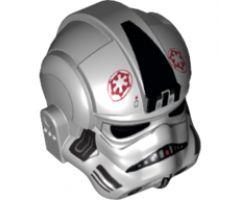 Minifigure, Headgear Helmet SW Stormtrooper Type 2, AT-AT Driver Dark Red Imperial Logo and Large Black Plates on Sides Pattern