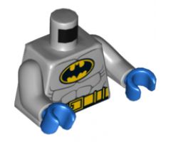 Torso Batman Logo in Yellow Oval with Muscles and Yellow Belt Front and Back Pattern / Light Bluish Gray Arms / Blue Hands
