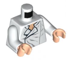 Torso SW Shirt Open Collar with Wrinkles Pattern (Han Solo) / White Arms / Light Nougat Hands