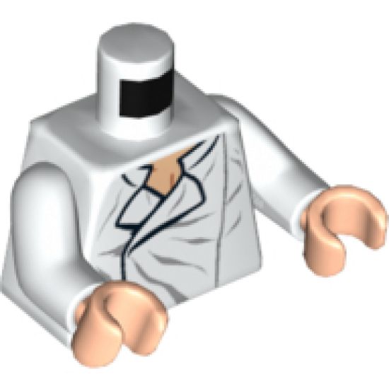Torso SW Shirt Open Collar with Wrinkles Pattern (Han Solo) / White Arms / Light Nougat Hands