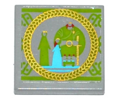 Tile 2 x 2 with King, Queen and Princess on Tapestry Pattern (Sticker) - Set 41051