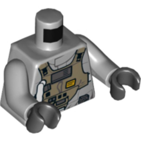Torso SW Rebel B-wing Pilot with Dark Tan Front Panel with Breathing Apparatus Pattern / Light Bluish Gray Arms / Black Hands