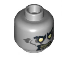 Minifigure, Head Alien with White Eyes and Yellowed Teeth with One Missing Tooth Pattern (Zombie) - Hollow Stud