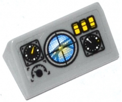 Slope 30 1 x 2 x 2/3 with Horizon Screen, 3 Gauges and 3 Yellow Switches Pattern (Sticker) - Set 60046