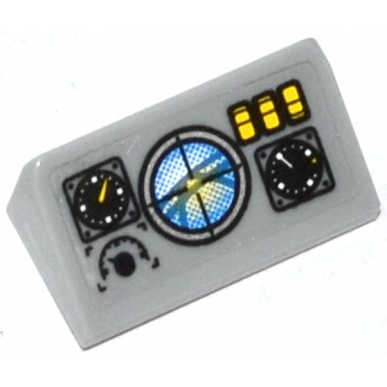 Slope 30 1 x 2 x 2/3 with Horizon Screen, 3 Gauges and 3 Yellow Switches Pattern (Sticker) - Set 60046