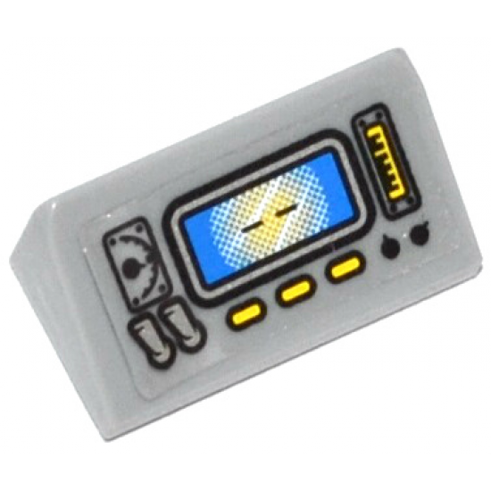 Slope 30 1 x 2 x 2/3 with Screen, Gauges, 2 Silver Switches and 3 Yellow Lights Pattern (Sticker) - Set 60046