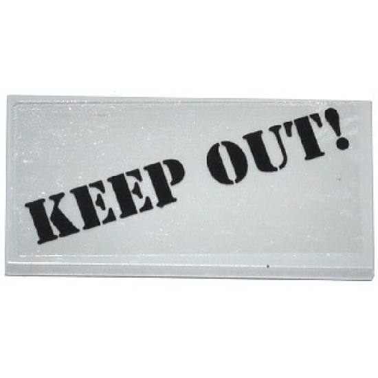 Tile 2 x 4 with Black 'KEEP OUT!' Pattern (Sticker) - Set 60046