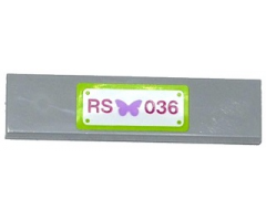 Tile 1 x 4 with Butterfly and 'RS 036' License Plate Pattern (Sticker) - Set 41036