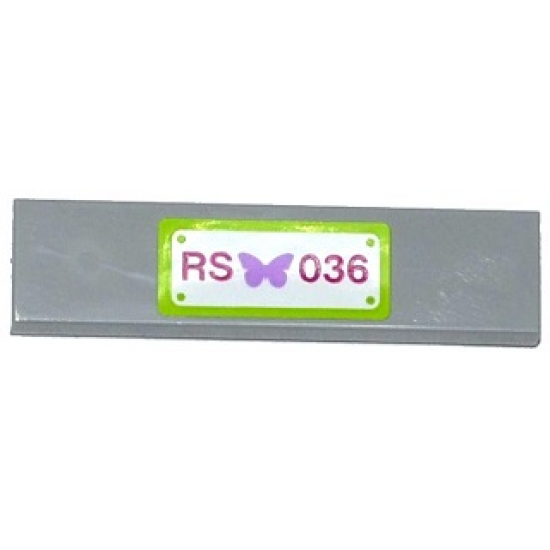 Tile 1 x 4 with Butterfly and 'RS 036' License Plate Pattern (Sticker) - Set 41036
