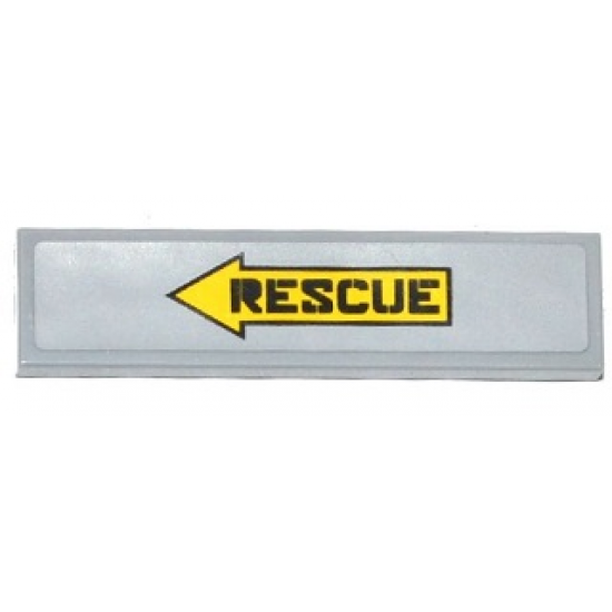 Tile 1 x 4 with Yellow Arrow with 'RESCUE' Pointing Left Pattern (Sticker) - Set 70815