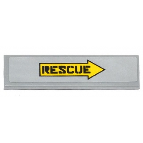 Tile 1 x 4 with Yellow Arrow with 'RESCUE' Pointing Right Pattern (Sticker) - Set 70815