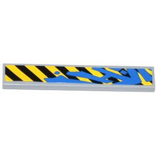 Tile 1 x 6 with Black and Yellow Danger Stripes and Blue Graffiti Tag Pattern (Sticker) - Set 70808