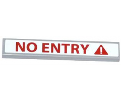 Tile 1 x 6 with 'NO ENTRY' and Exclamation Mark in Red Triangle Pattern (Sticker) - Set 70808