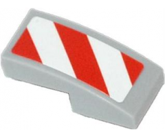 Slope, Curved 2 x 1 with Red and White Danger Stripes (Red Corners) Pattern Model Left Side (Sticker) - Sets 60056 / 60152 / 60223
