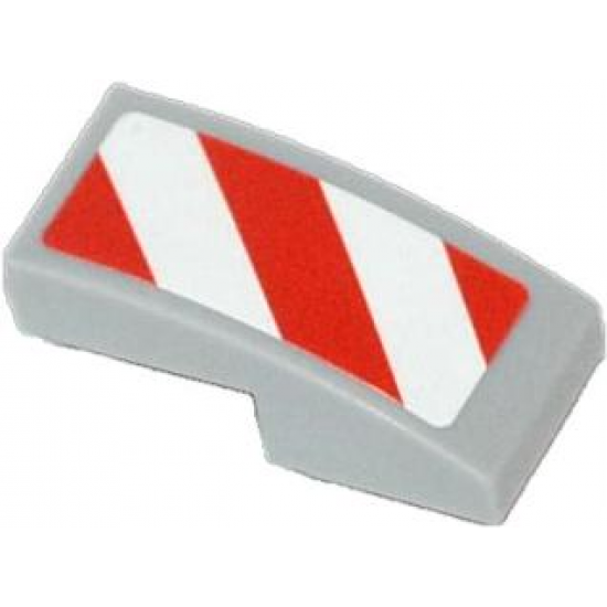 Slope, Curved 2 x 1 with Red and White Danger Stripes (Red Corners) Pattern Model Left Side (Sticker) - Sets 60056 / 60152 / 60223