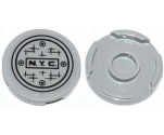 Tile, Round 2 x 2 with Bottom Stud Holder with 'N.Y.C.' and Manhole Cover Pattern (Sticker) - Set 79118