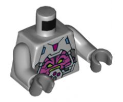 Torso Robot with Armor, Kraang and Control Harness Pattern / Light Bluish Gray Arms / Dark Bluish Gray Hands