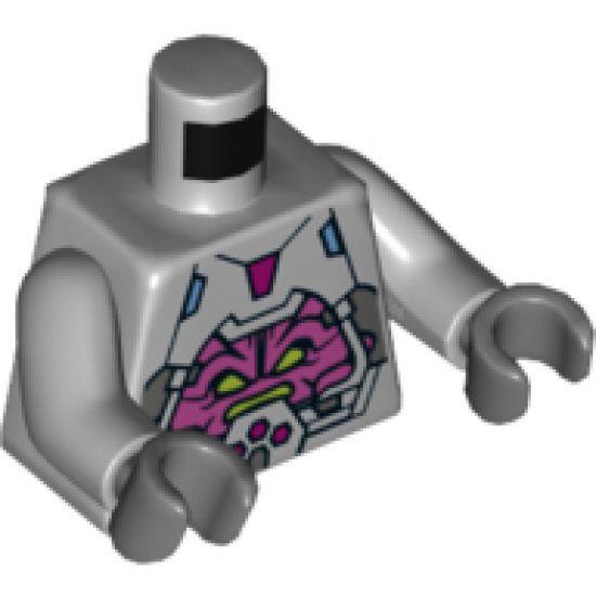 Torso Robot with Armor, Kraang and Control Harness Pattern / Light Bluish Gray Arms / Dark Bluish Gray Hands