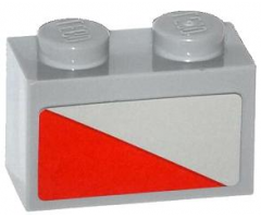 Brick 1 x 2 with Red Triangle Pattern Model Right Side (Sticker) - Set 79121