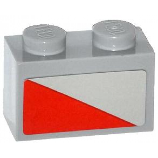 Brick 1 x 2 with Red Triangle Pattern Model Right Side (Sticker) - Set 79121