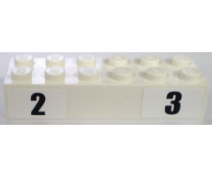Brick 2 x 6 with Black '2' and '3' Narrow Bold Font Pattern (Stickers) - Set 8898