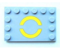 Tile, Modified 4 x 6 with Studs on Edges with Yellow SW Semicircles Pattern (Sticker) - Set 8098