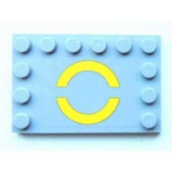 Tile, Modified 4 x 6 with Studs on Edges with Yellow SW Semicircles Pattern (Sticker) - Set 8098