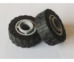 Wheel & Tire Assembly 11mm D. x 8mm with Center Groove with Black Tire 17.5mm D. x 6mm with Shallow Staggered Treads (42610 / 42611)