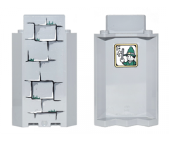 Panel 3 x 3 x 6 Corner Wall without Bottom Indentations with Bricks with Dark Green Moss and Portrait on Inside Pattern 1 (Stickers) - Set 4738